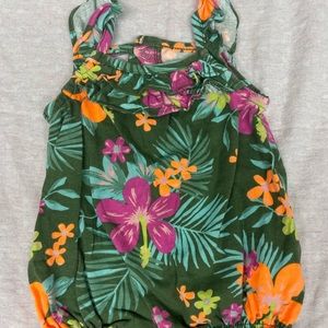 Carters baby girl one piece summer romper orange and green